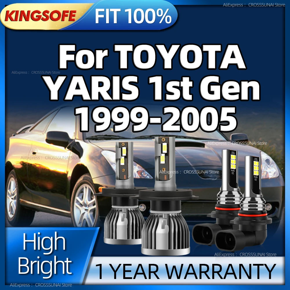 LED Headlight Canbus 28000LM H4 Turbo Lamp 6000K Car Fog Lights HB4 For TOYOTA YARIS 1st G
