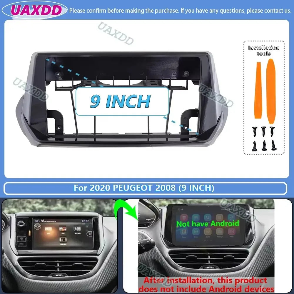 For 2015-2020 PEUGEOT 2008 9 10.1INCH 2 Din Car stereo Android frame panel fascia cable vi