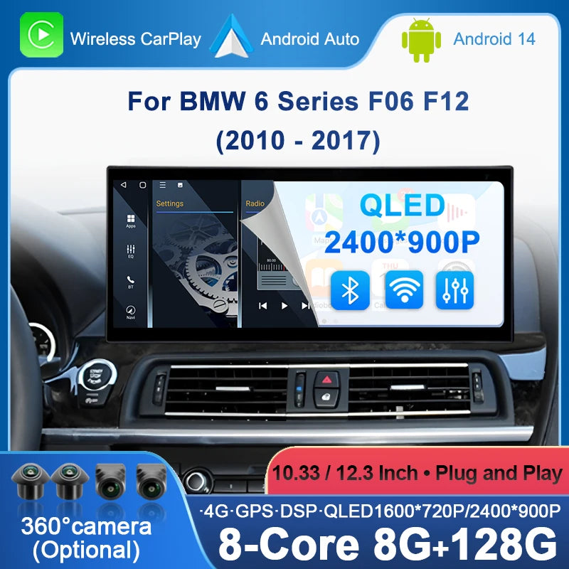 For BMW 6 Series F06 F12 2010-2017 Android14 CIC/EVO/NBT Auto Multimedia Player Carplay Ra