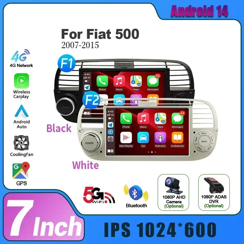 7inch Autoradio For Fiat 500 2007-2015 Head Unit Radio Stereo GPS Navigation Carplay Multi
