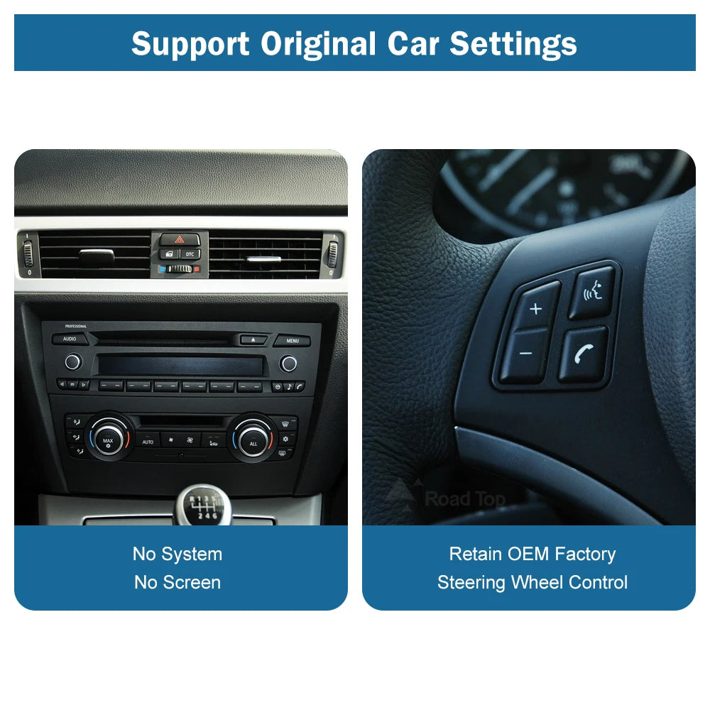 Road Top Wireless CarPlay Android Auto Linux Multimedia Display Screen For BMW Series 3 E9 | AUTOKITSHOP