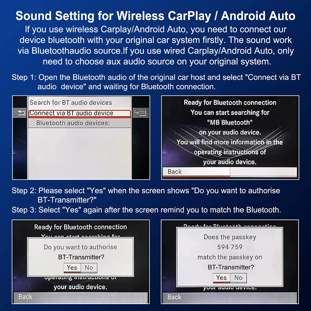 Upgrade Wireless Carplay Suitable For Mercedes Benz A B C E CLA GLA GLK ML Sprinter NTG4.5 | AUTOKITSHOP