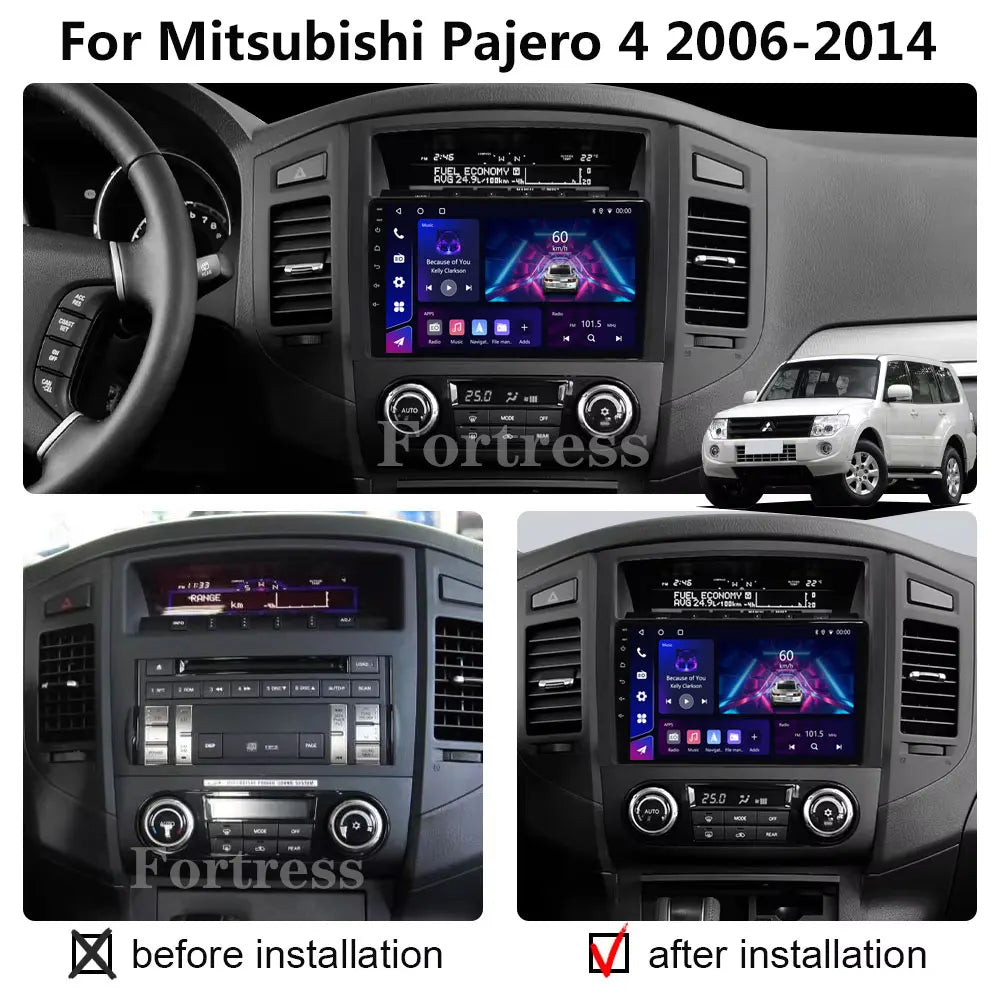 Android 16 For Mitsubishi Pajero 4 V80 V90 2006 - 2014 2K QLED Android Car Radio Multimedi