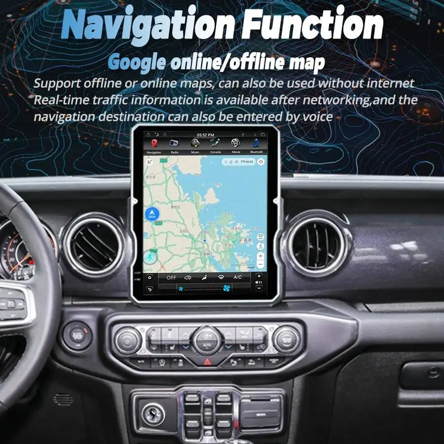 Car Radio Carplay For Jeep Wrangler JL 2018-2023 Audio GPS Navigation Media Video Player T