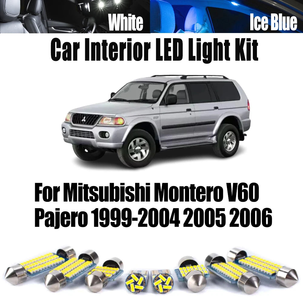 16-Piece LED Interior Light Kit for Mitsubishi Montero V60 Pajero 1999-2005 - Canbus Dome Map Door Trunk Bulbs | AUTO...