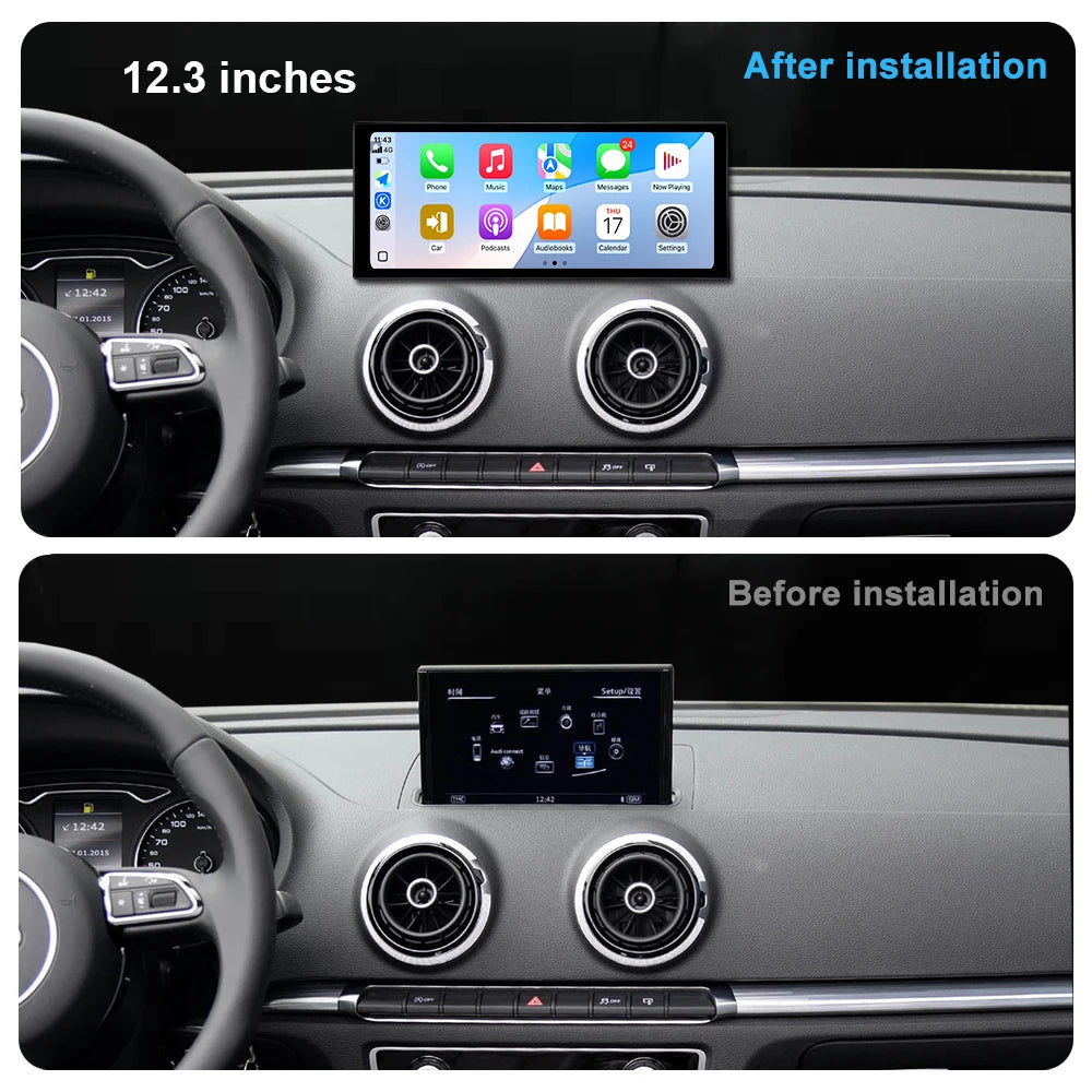 Android 14 Car Radio Video Multimedia Player 10.33 "/12.3" for Audi A3 2013 - 2020 Wireles