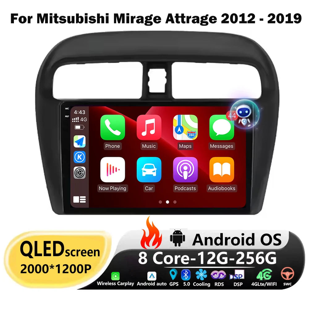 Car Radio Multimedia Player Navigation GPS For Mitsubishi Mirage Attrage 2012 - 2019 Andro