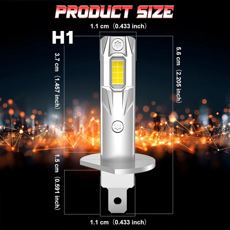 CARLitek 2Pcs H1 LED Canbus Headlight Bulb Error Free H1 LED Car Head Fog Light Fanless Wi