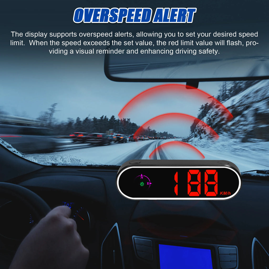 Car Headup Display GPS Digital Speedometer with Colorful LED Display Clock Function Overspeed Al - Automotive LED Light