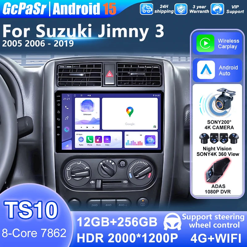 Stereo Radio CarPlay For Suzuki Jimny 3 2005 2006 2007 2008- 2019 Android Car Radio Multim