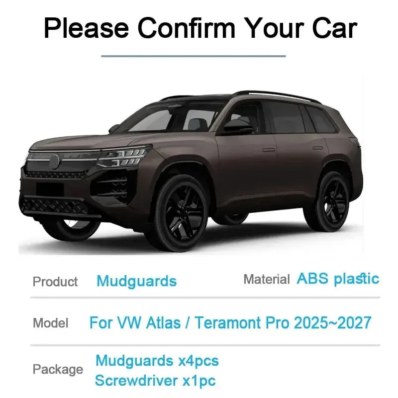 For Volkswagen Atlas Teramont Pro 2025 2026 2027 4PCS Car Fender Mudguards Anti-splash Mud | AUTOKITSHOP