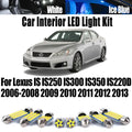 15-Piece LED Interior Light Kit for Lexus IS IS250 IS300 IS350 IS220D 2006- 2011 - Canbus Dome Map Door Trunk Bulbs |...