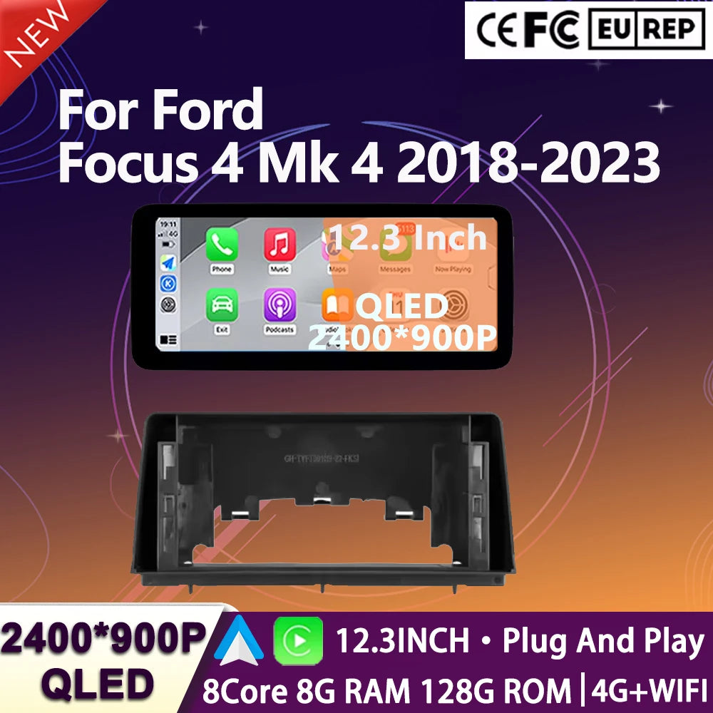 12.3" For Ford Focus 4 Mk 4 2018-2023 Android 15 Carplay Auto Radio Navigation Multimedia  | AUTOKITSHOP