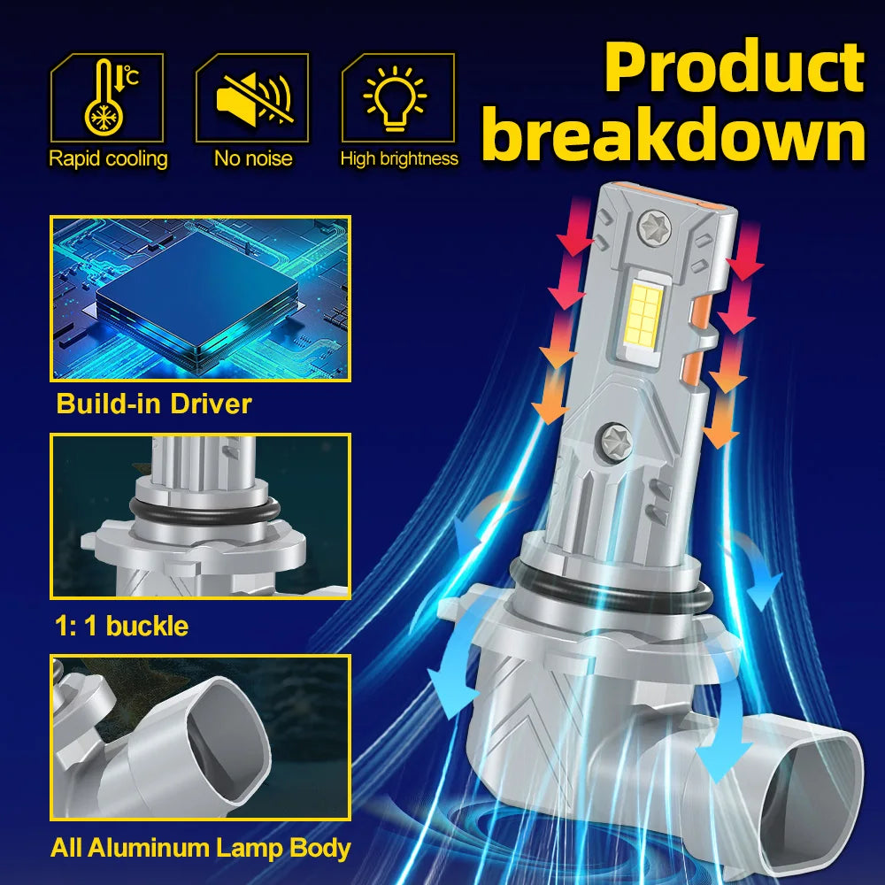 30000LM Canbus Car LED Headlight 6000K CSP Chips High Low Beam Super Bright 12V For Hyunda