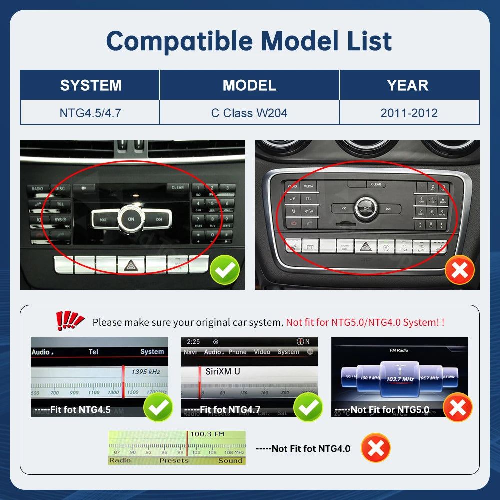 CN 12.3'' Multimedia Display For Benz C Class W204 2011-2012 NTG4.5 Touch Screen Wireless  | AUTOKITSHOP