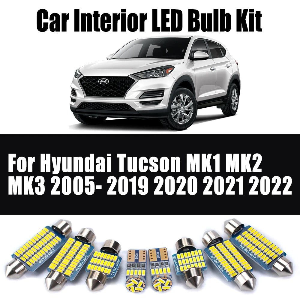 LED Interior Light Kit for Hyundai Tucson MK1 MK2 MK3 2005- 2019 - Canbus Dome Map Door Trunk Bulbs | AUTOKITSHOP