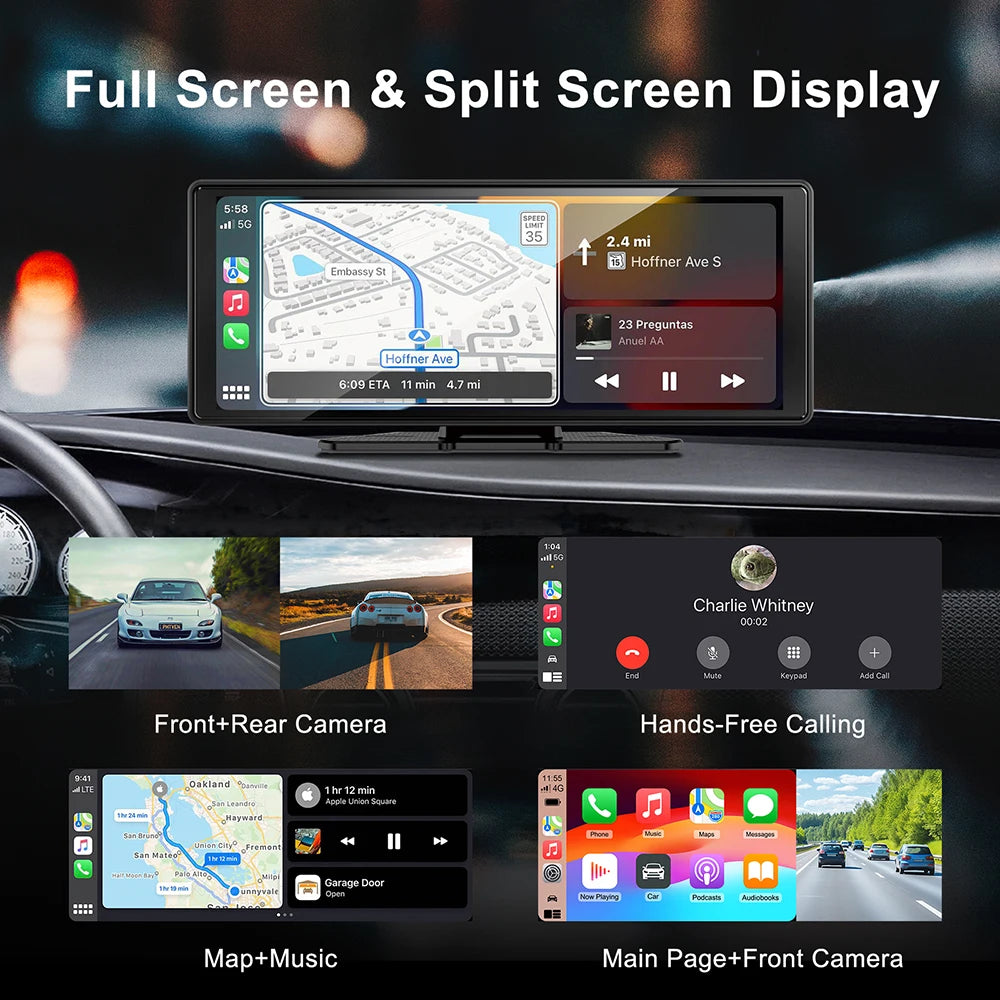 10.26 inch Car DVR 4K Dash Cam Dual Lens Wireless Carplay & Android Auto Video Recorder Mo | AUTOKITSHOP
