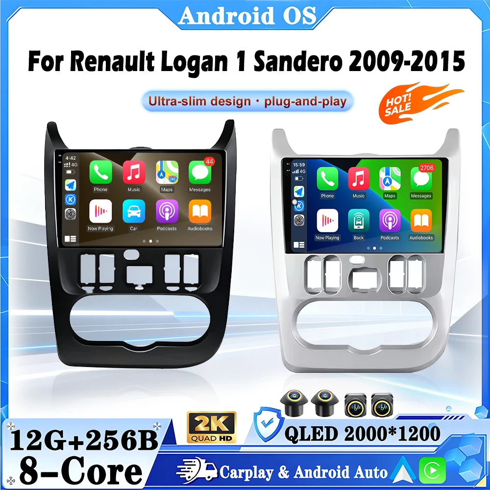 GPS Navi Android 16 Auto For Renault Logan 1 Sandero 2009-2015 Ultra-slim design WIFI Car