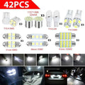 Universal 42Pcs LED T10 COB Interior White Combo LED Dome Door Trunk License Plate Light B