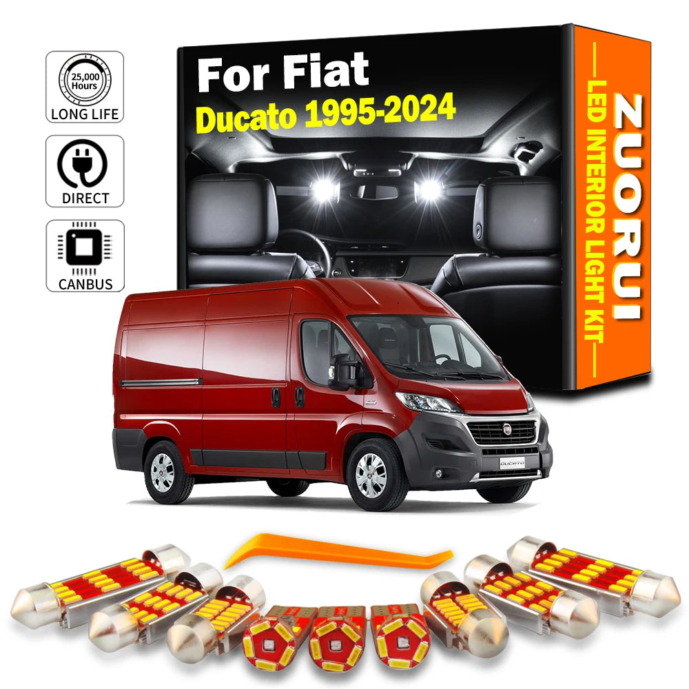 12-Piece LED Interior Light Kit for Fiat Ducato 1995-2022 - Canbus Dome Map Door Trunk Bulbs | AUTOKITSHOP