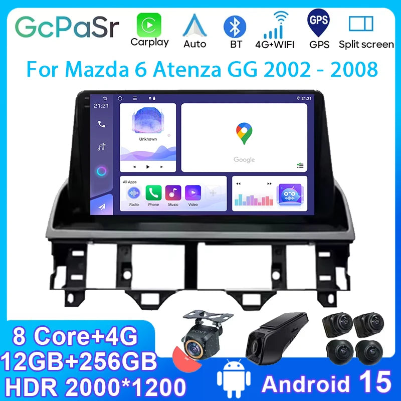 4G For Mazda 6 Atenza GG 2002 - 2008 5G WIFI Car Android Auto Radio Carplay GPS Navigation