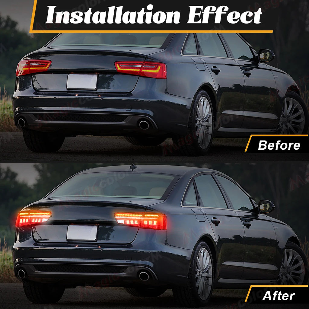 For Audi A6 C7 2012 2013 2014 2015 Tail Lamps Car LED Rear Driving Brake Parking Reverse T | AUTOKITSHOP