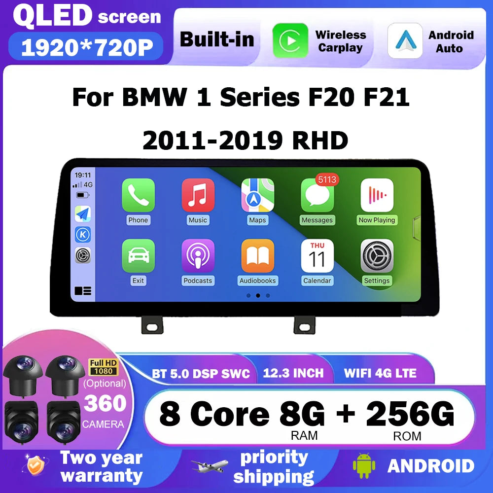 RHD Car Player Multimedia Original GPS Navigation CarPlay Auto 12.3 Inch Android Auto For