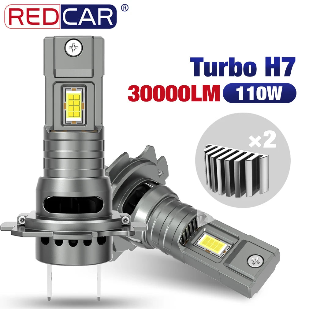 REDCAR H7 LED Light Canbus 100W 30000LM LED Headlight Bulbs 7530 CSP 6000K Turbo Light for