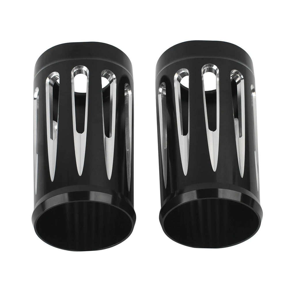 Black CNC Cut Aluminum Motorcycle Fork Boot Slider Cover For Harley Touring Electra Street Road  - Automotive LED Light