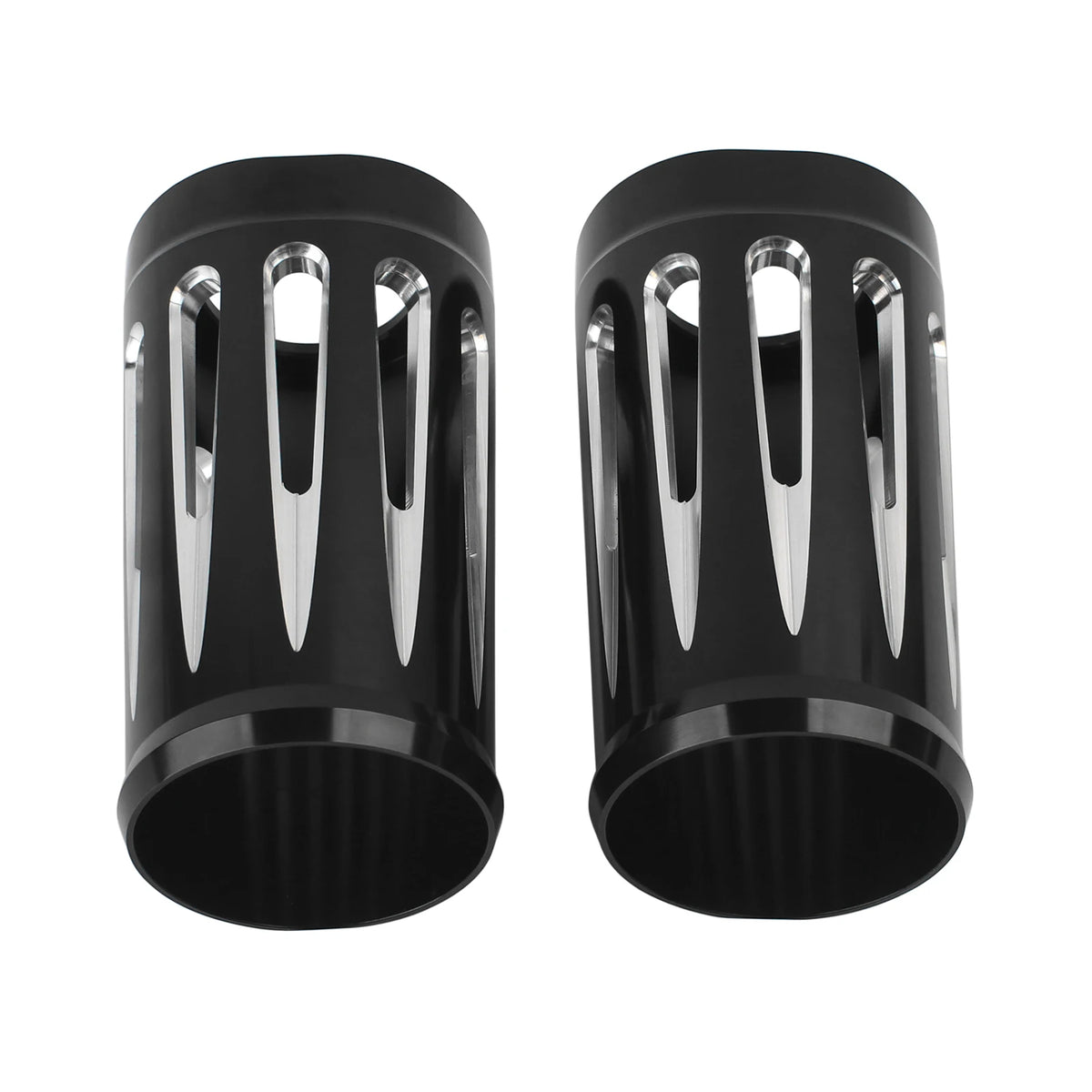 Black CNC Cut Aluminum Motorcycle Fork Boot Slider Cover For Harley Touring Electra Street Road  - Automotive LED Light