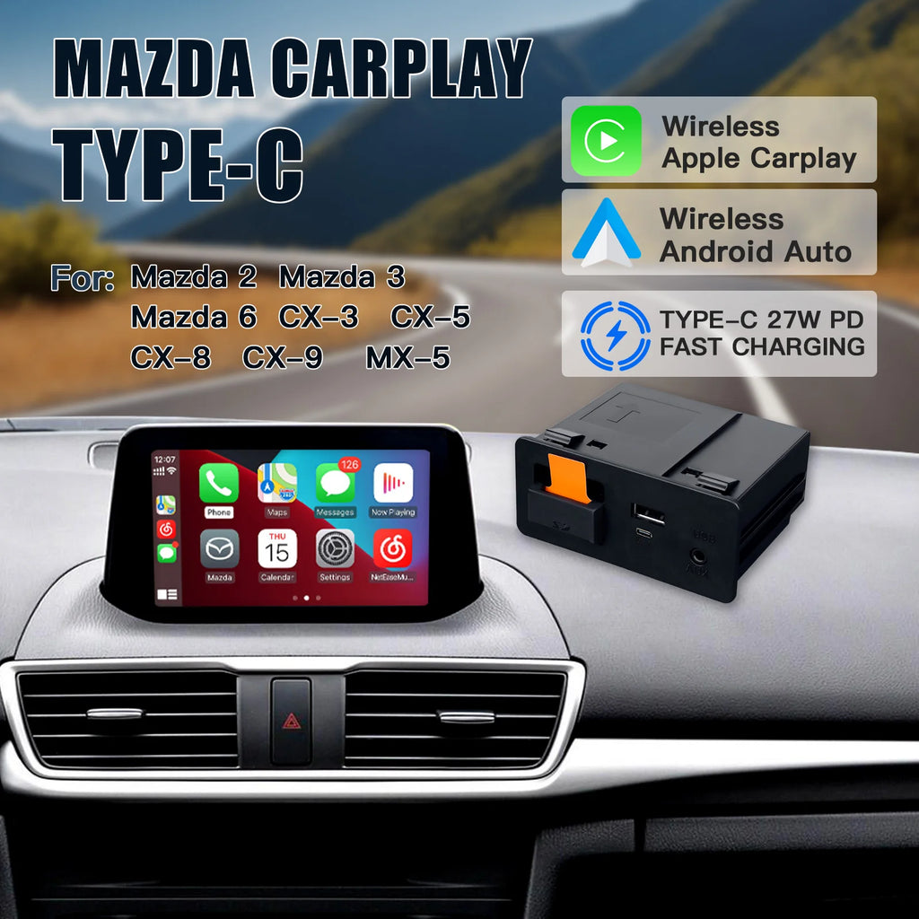 CARABC TYPE-C Wired CarPlay Android Auto OEM Retrofit USB HUB for Mazda 2 3 6 CX3 CX5 CX8