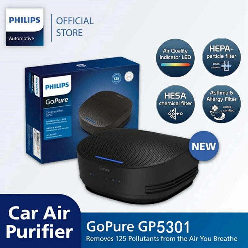Philips Car Air Purifier GoPure 5301 Remove 125 Kinds of Pollutants 3-Color Indicator Show