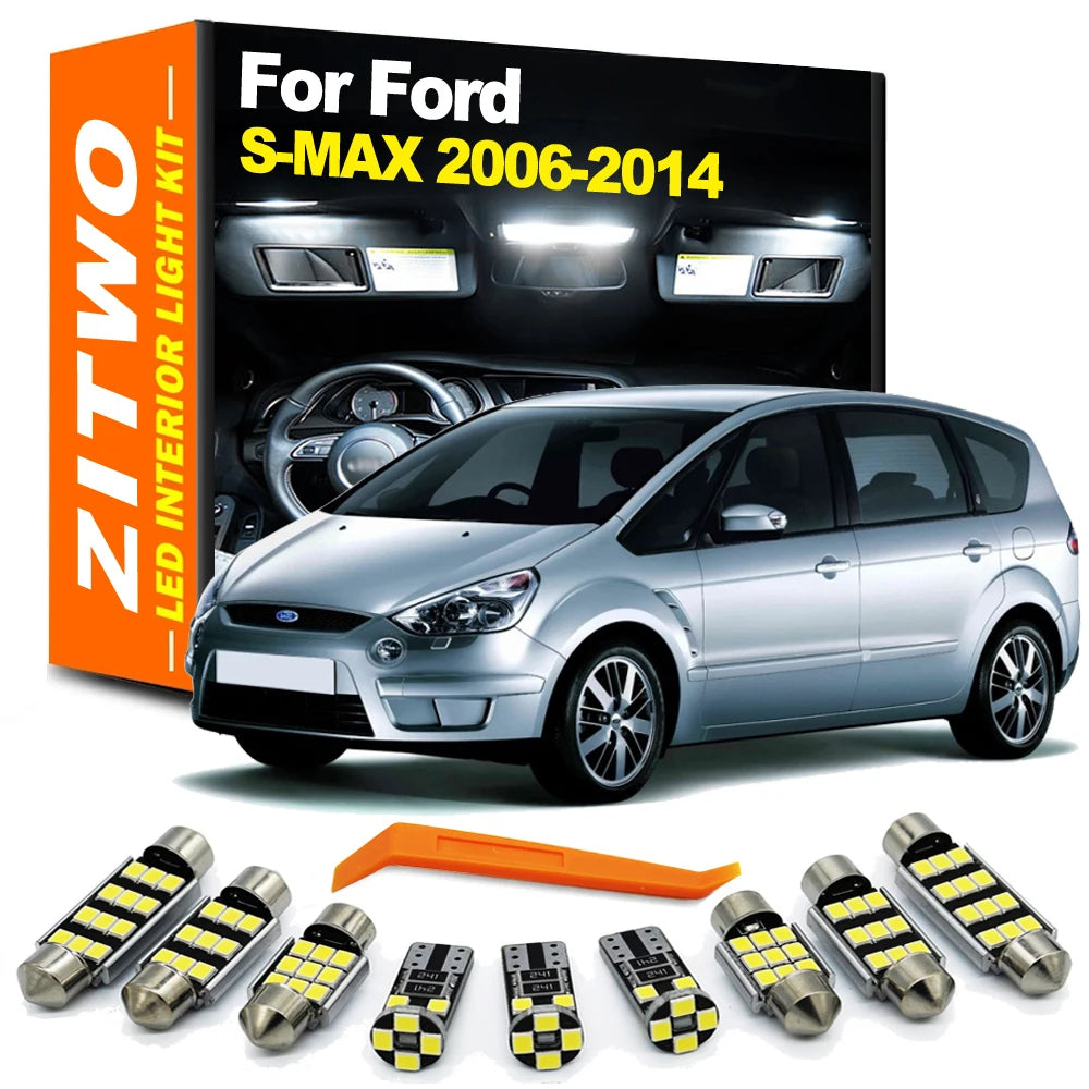 ZITWO Complete LED Interior Reading Sunvisor Luggage Light Kit For Ford S-MAX SMAX 2006 2007 2008 2009 2010 2011 2012 2013 2014