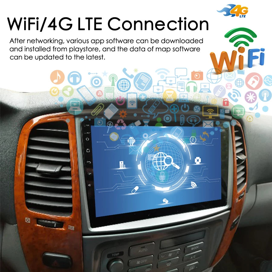 8GB+128GB AI Voice Wireless CarPlay Car Radio For Toyota Land Cruiser LC100 For Lexus LX47