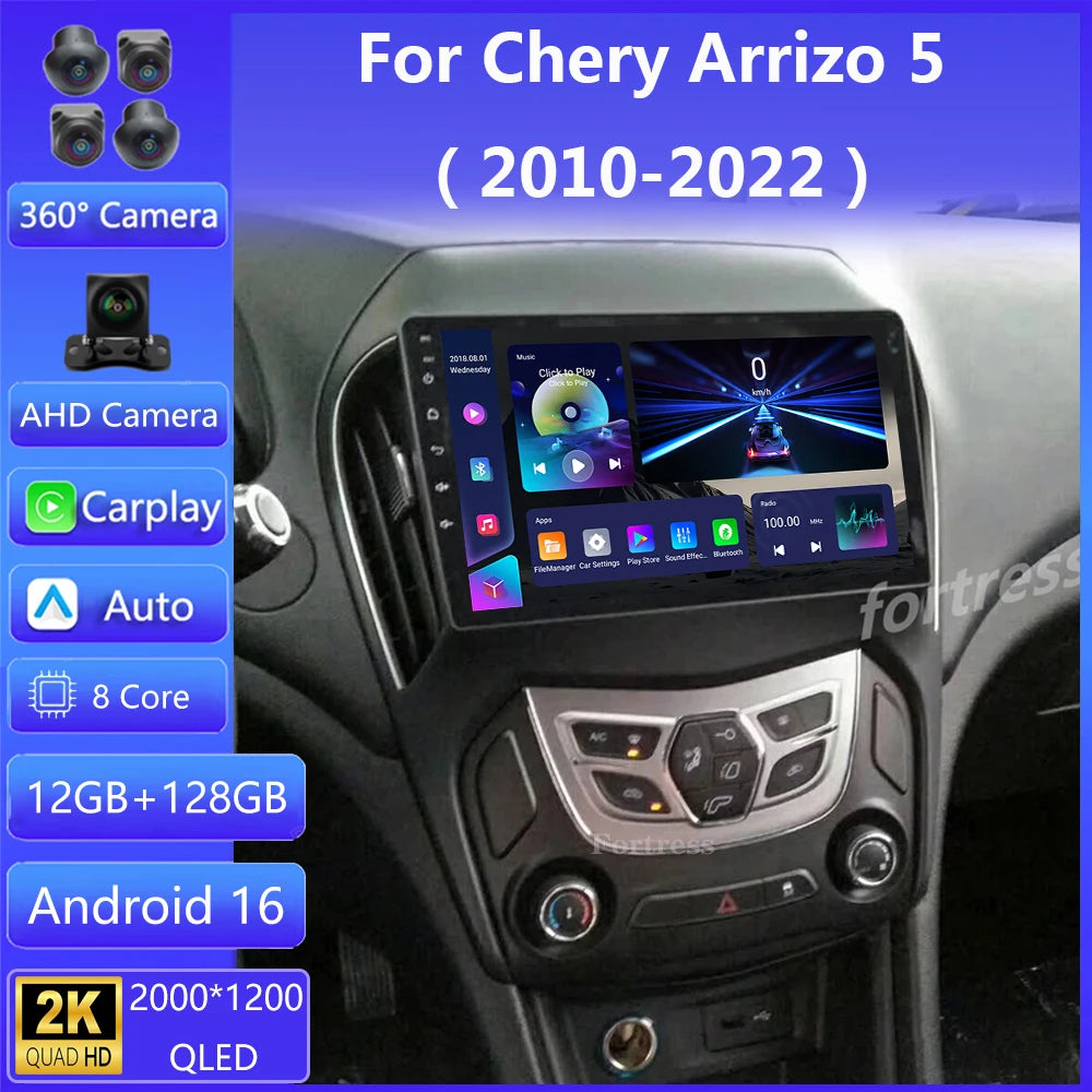 Android 16 Car Radio For Chery Arrizo 5 2010 2011 2012 2013 - 2022 Carplay Auto GPS WIFI+4