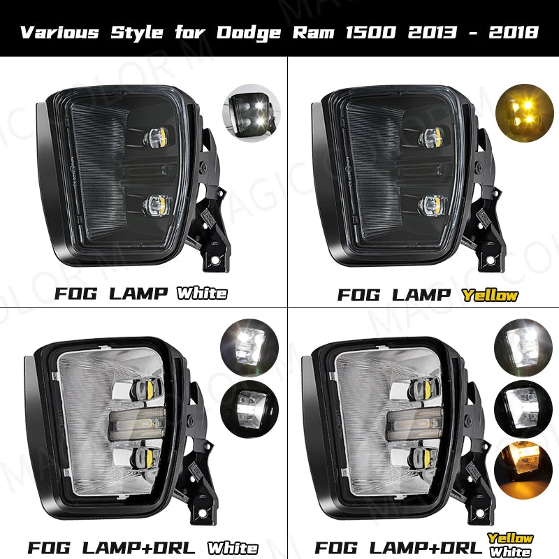LED Fog Lamp Daytime Running Lights For Dodge Ram 1500 2013 2014 2015 2016 2017 2018 DRL T | AUTOKITSHOP
