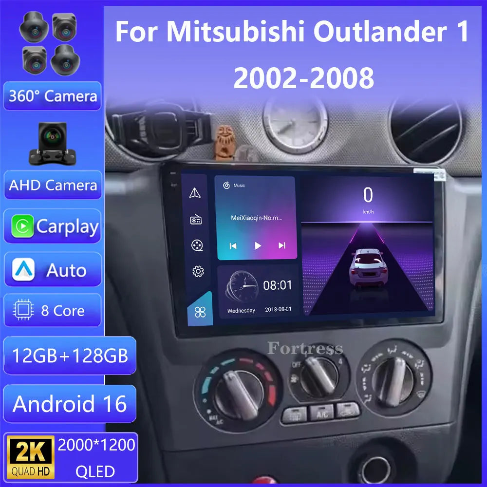 2Din Android 16 Car Radio Multimedia Video Player For Mitsubishi Outlander 1 RHD 2002-2008