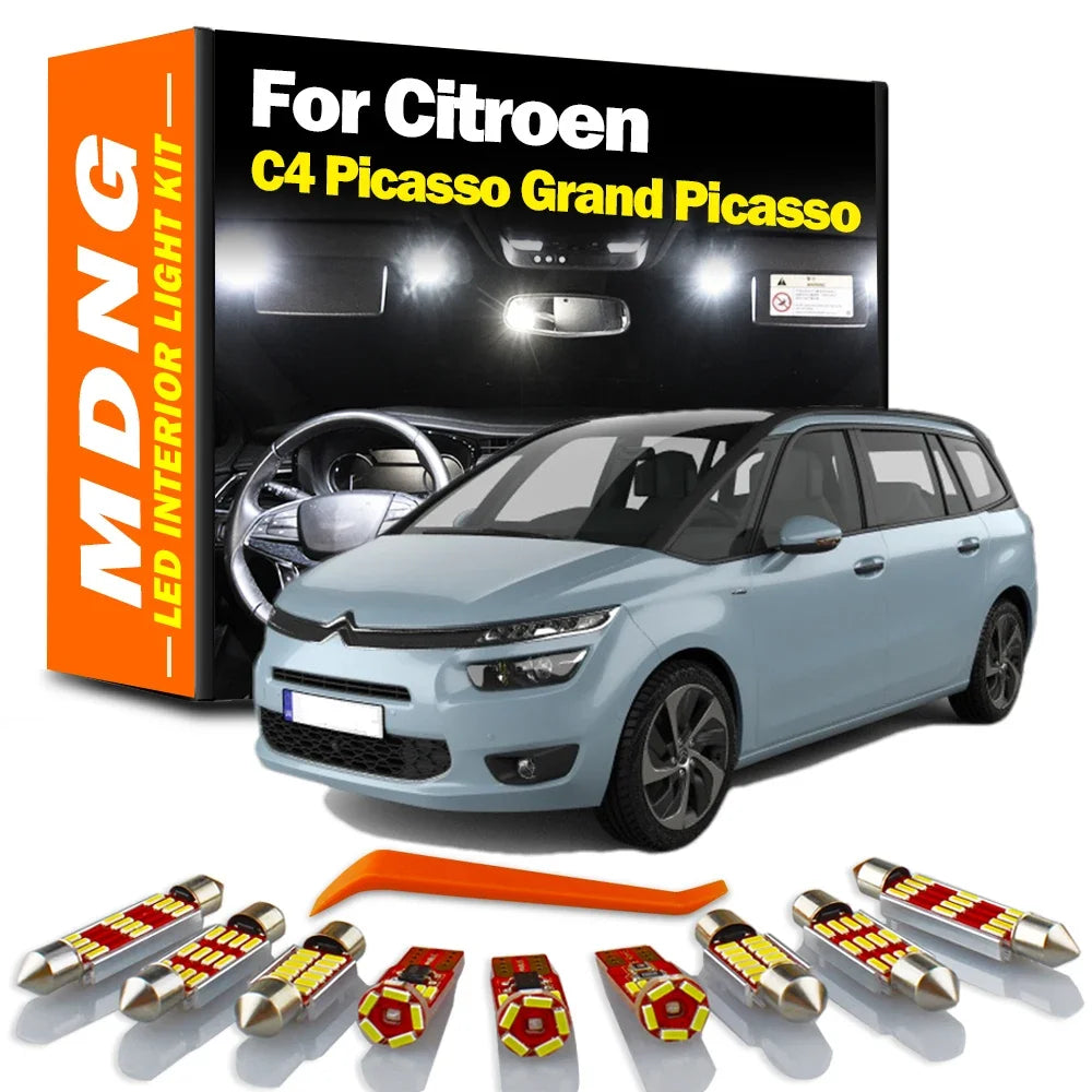 LED Interior Light Kit for Citroen C4 Picasso Grand Picasso 2007-2020 - Canbus Dome Map Door Trunk Bulbs | AUTOKITSHOP
