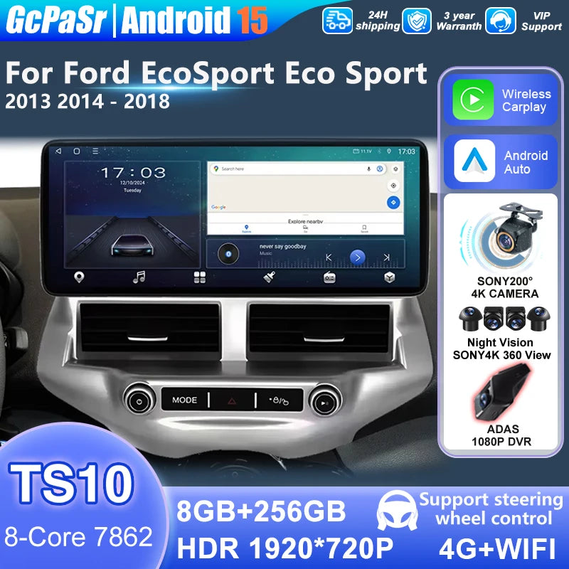 12.3 inch For Ford EcoSport Eco Sport 2013 - 2018 Android AUTO Carplay Car Radio Multimedi