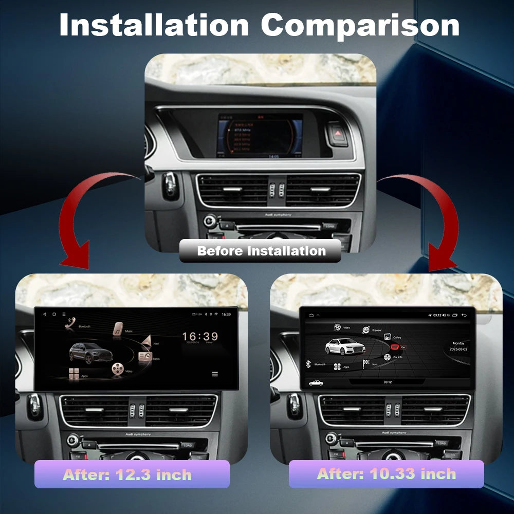 Car Radio Wireless CarPlay Android 16 Auto for Audi A4 b8 A5 2009-2016 with AirPlay Mirror