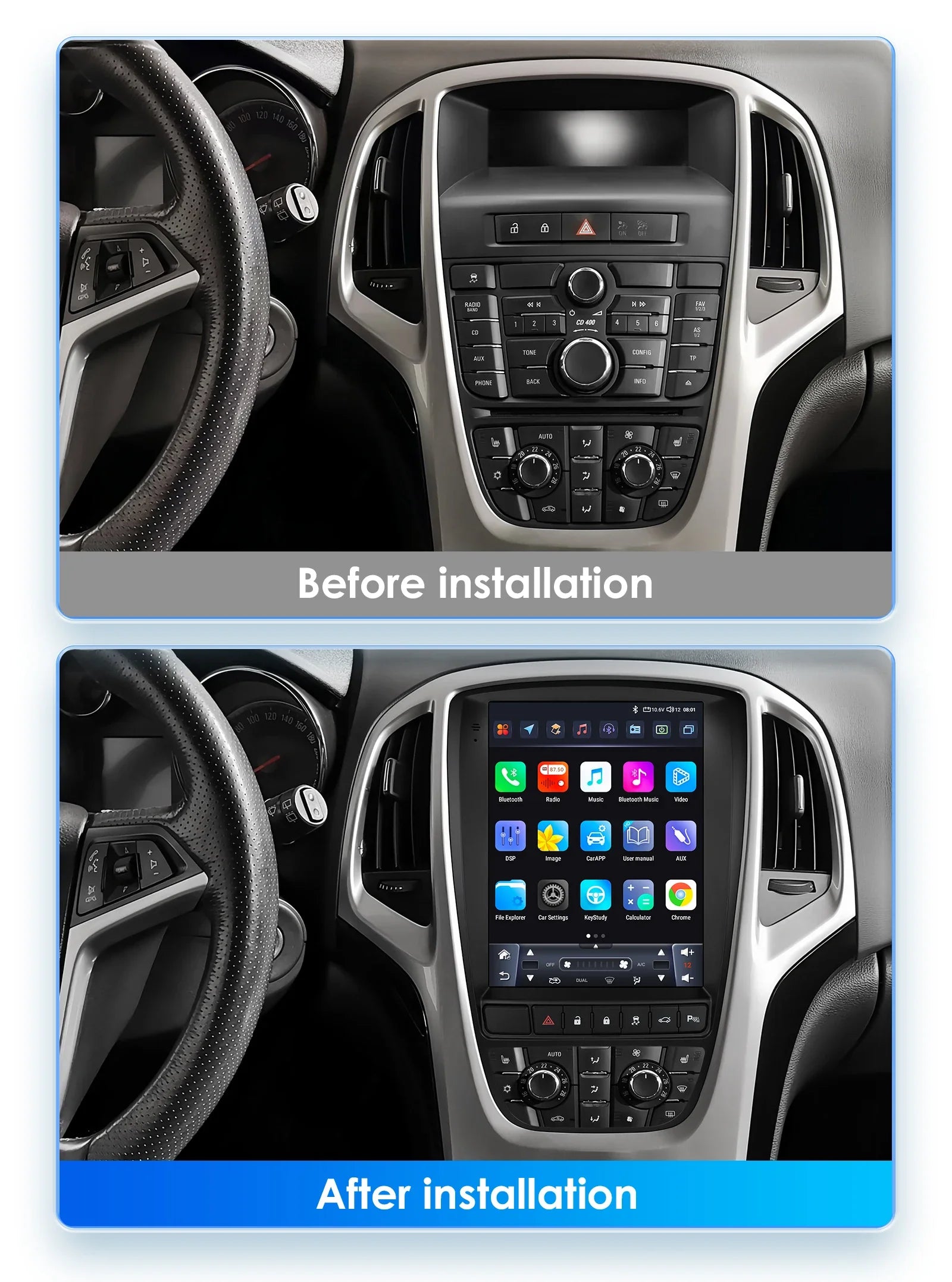 2Din Android 13 Car Radio for Opel Astra J Vauxhall Buick Verano 2009-2015 Multimedia Vide