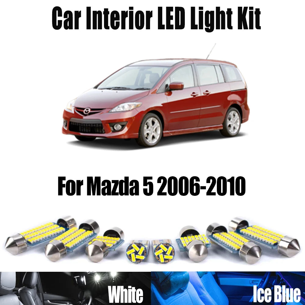 10-Piece LED Interior Light Kit for Mazda 5 - Canbus Error-Free Bulbs | AUTOKITSHOP