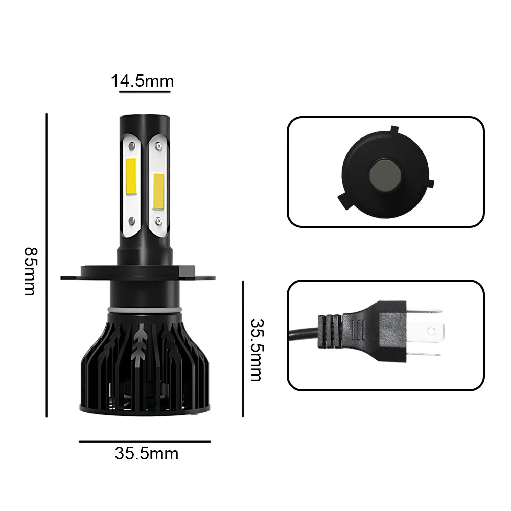 LED Headlight H4 Car Light 6000K High Low Beam Bulbs Kit For Toyota Yaris 2015-2019 2007 2