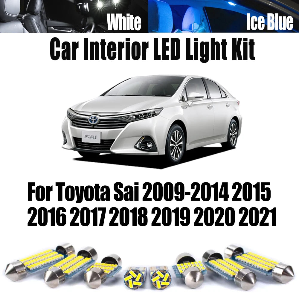 12-Piece LED Interior Light Kit for Toyota Sai 2009- 2018 - Canbus Dome Map Door Trunk Bulbs | AUTOKITSHOP