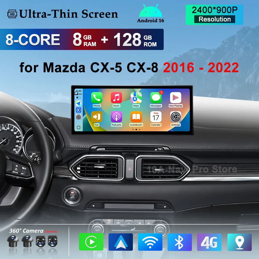 Carplay DSP Stereo 4G Car Radio Multimedia player for Mazda CX-5 CX-8 2016 - 2022 Navi GPS