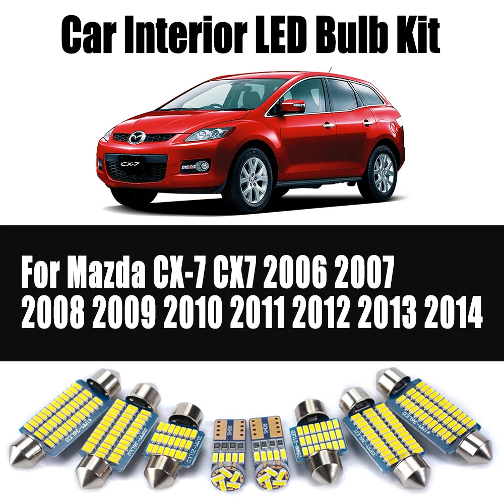 11-Piece LED Interior Light Kit for Mazda CX-7 CX7 2006-2009 - Canbus Dome Map Door Trunk Bulbs | AUTOKITSHOP