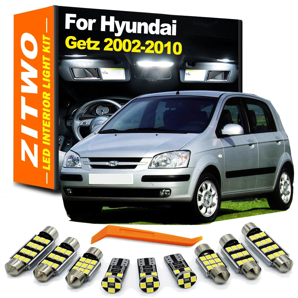 ZITWO 10Pcs LED Interior Dome Reading Map Trunk Light Bulb Kit For Hyundai Getz 2002 2003 2004 2005 2006 2007 2008 2009 2010