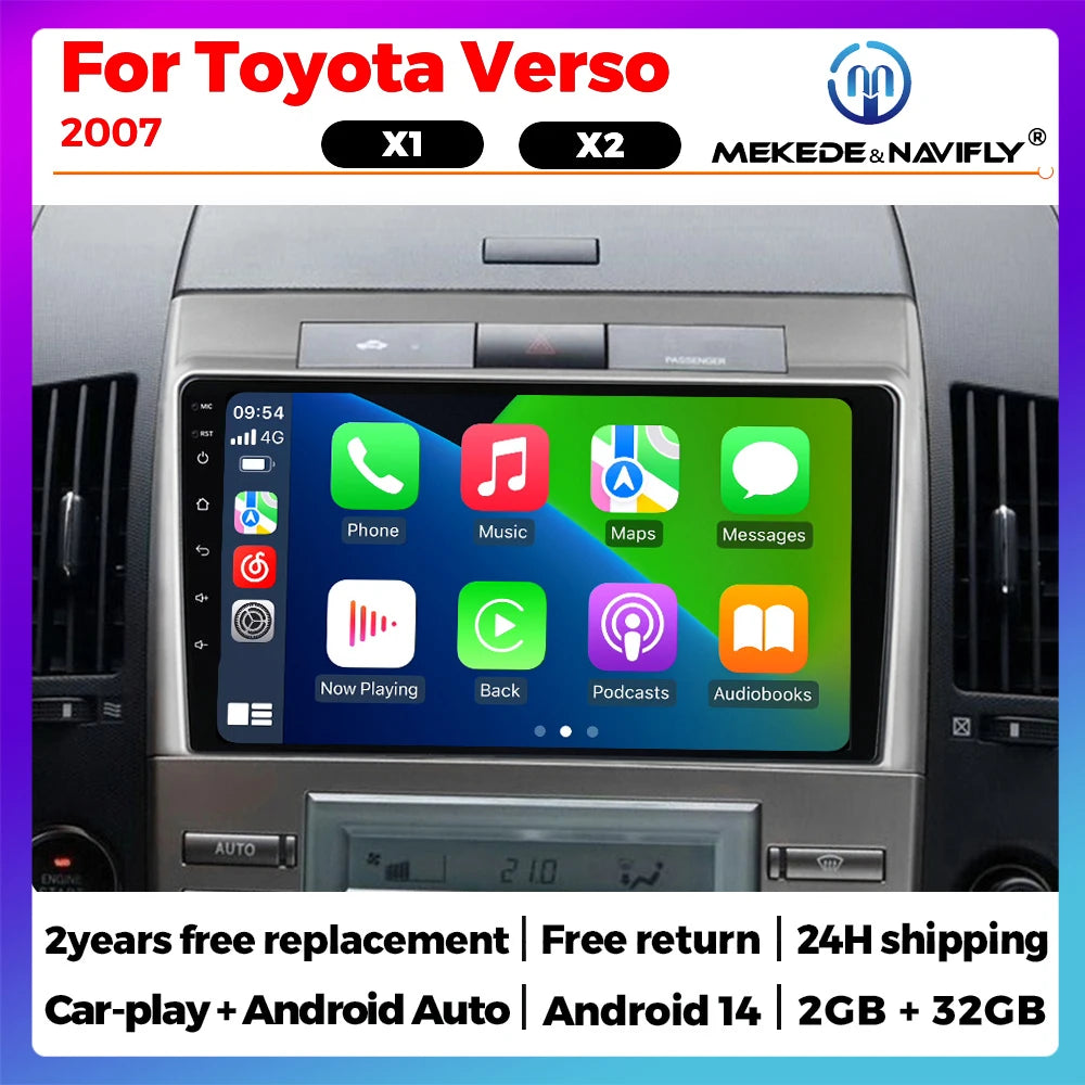 Android 14 Car radio For Toyota Verso 2004-2009 Autoradio Multimedia Video Player Wireless