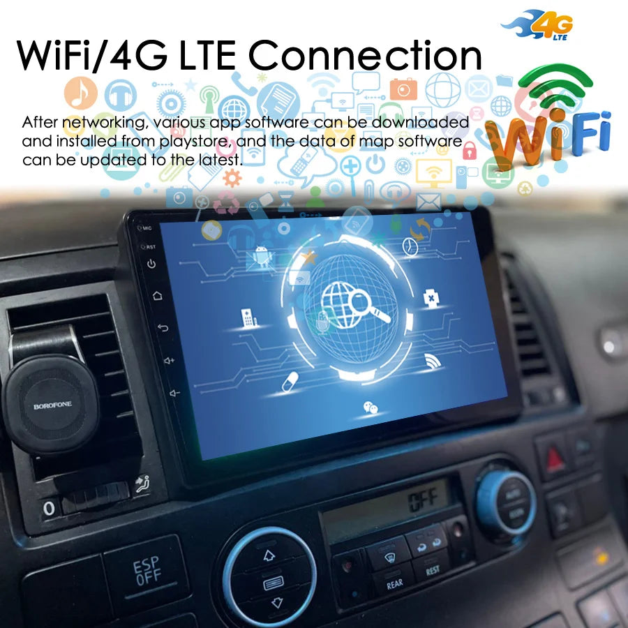 128GB Car Radio Android 14 Multimedia Video Player For Volkswagen Multivan T5 2003 - 2015
