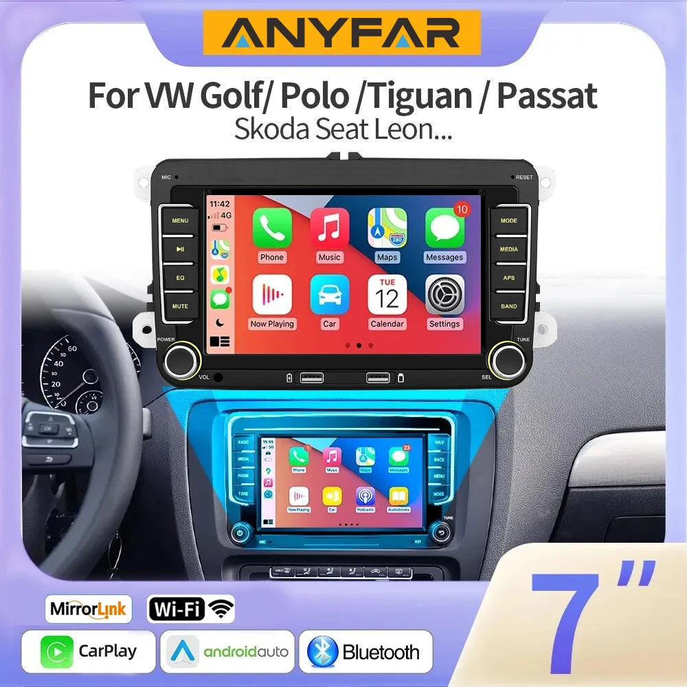 7" Car MP5 Player FM BT Colorful lights RDS Radio Mirrorlink USB charging Android AUTO/ Ca